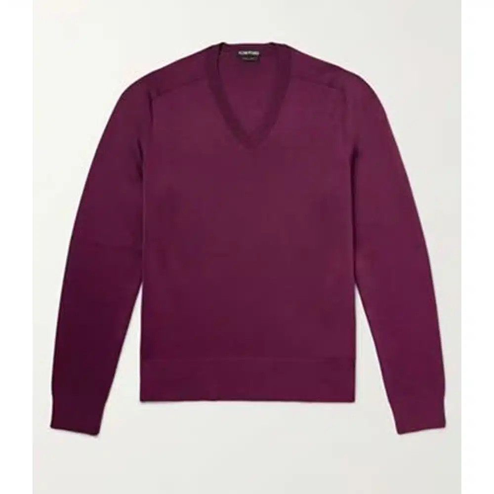 o1sndg0825 KVL009 V-neck Sweater in Purple