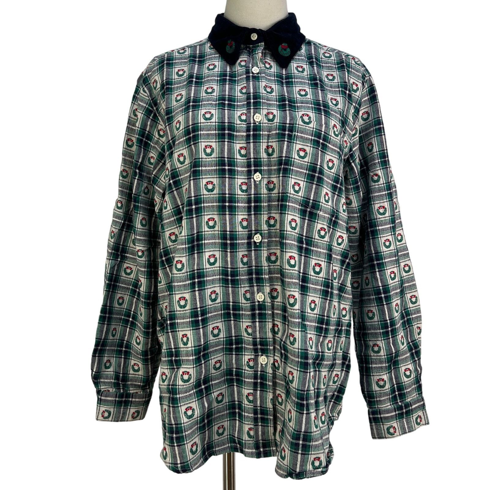 Vintage Vintage Christmas Wreath Button Up Shirt Bobbie Brooks Size L / US 10 / IT 46 - 1 Thumbnail