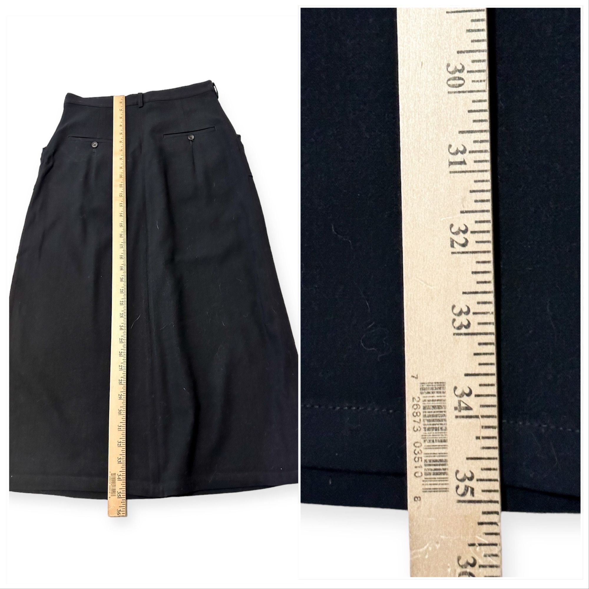 Y's Vintage Y’s Yohji Yamamoto Black wool midi skirt, One size Size 30" / US 8 / IT 44 - 12 Thumbnail