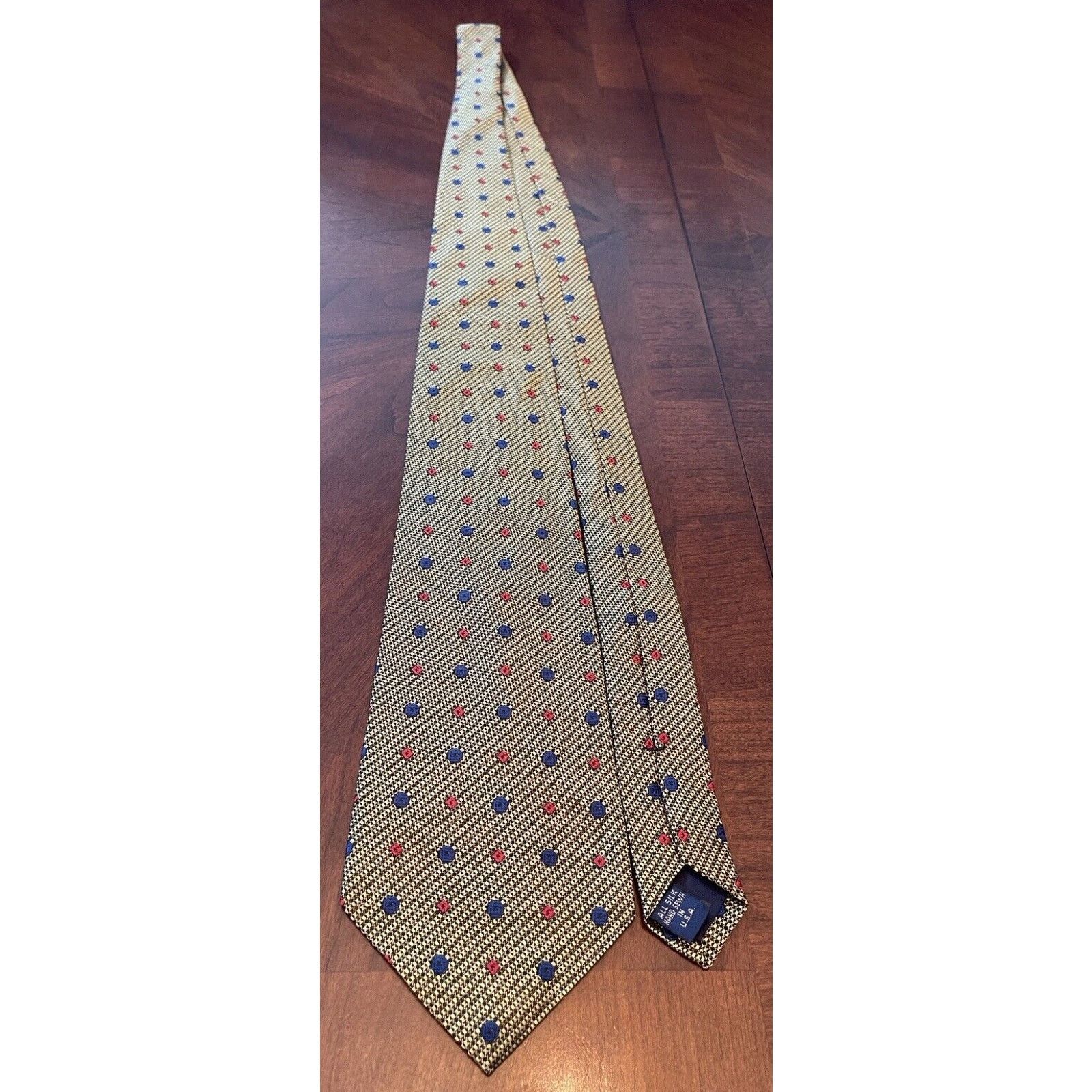 Jos. A. Bank Corporate Collection Jos. A. Bank Gold Blue Hand Made Silk Size ONE SIZE - 3 Thumbnail