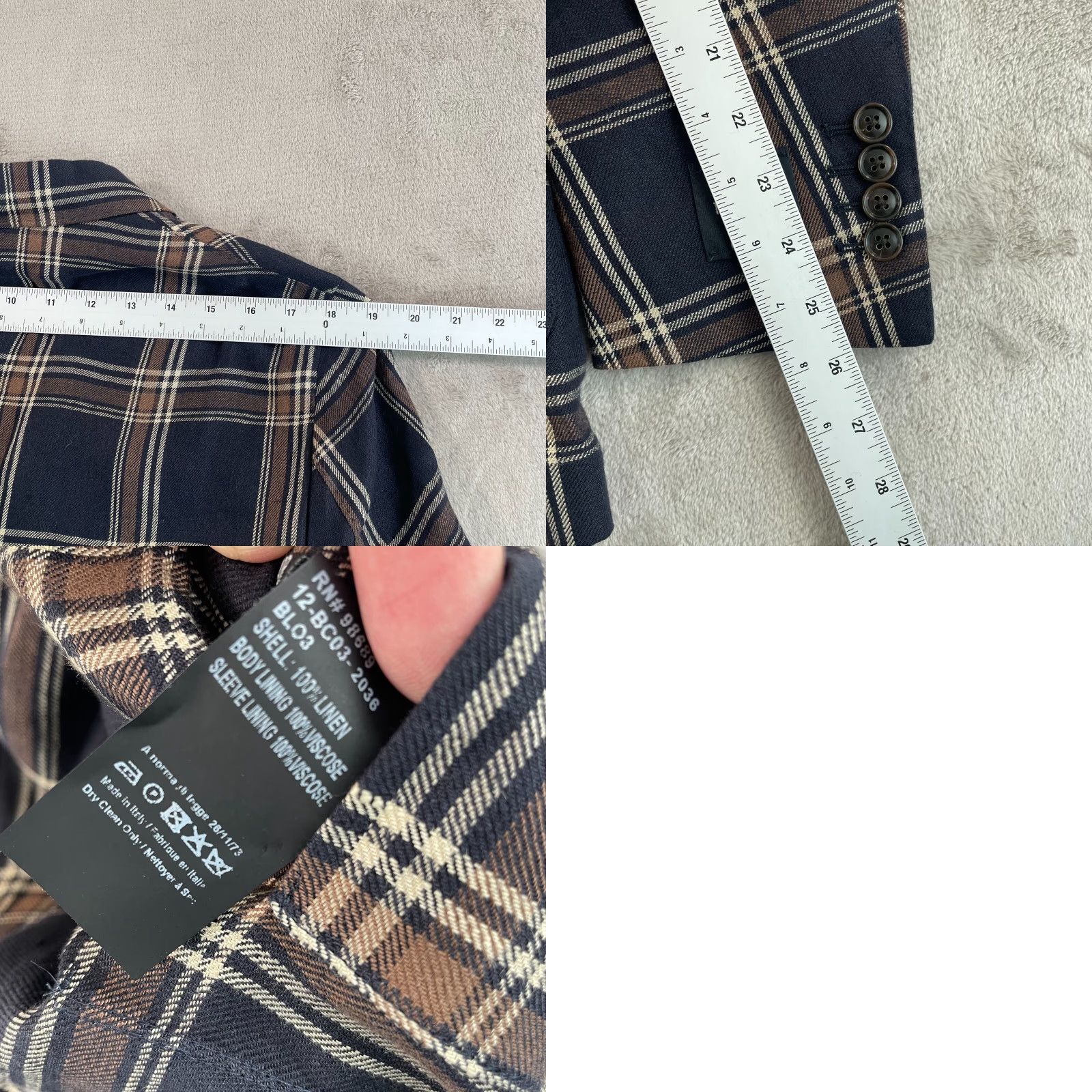 Todd Snyder Todd Snyder Sport Coat 40R Black Brown Checks 100% Linen Unstructured Italy NWOT Men Regular Jacket Size US XXS / EU 40 - 9 Thumbnail