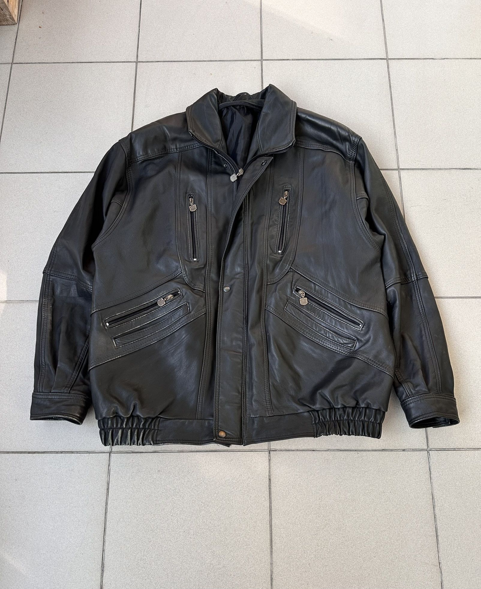 Vintage Vintage Avant Garde men biker boxy leather jacket Size US XL / EU 56 / 4 - 1 Thumbnail
