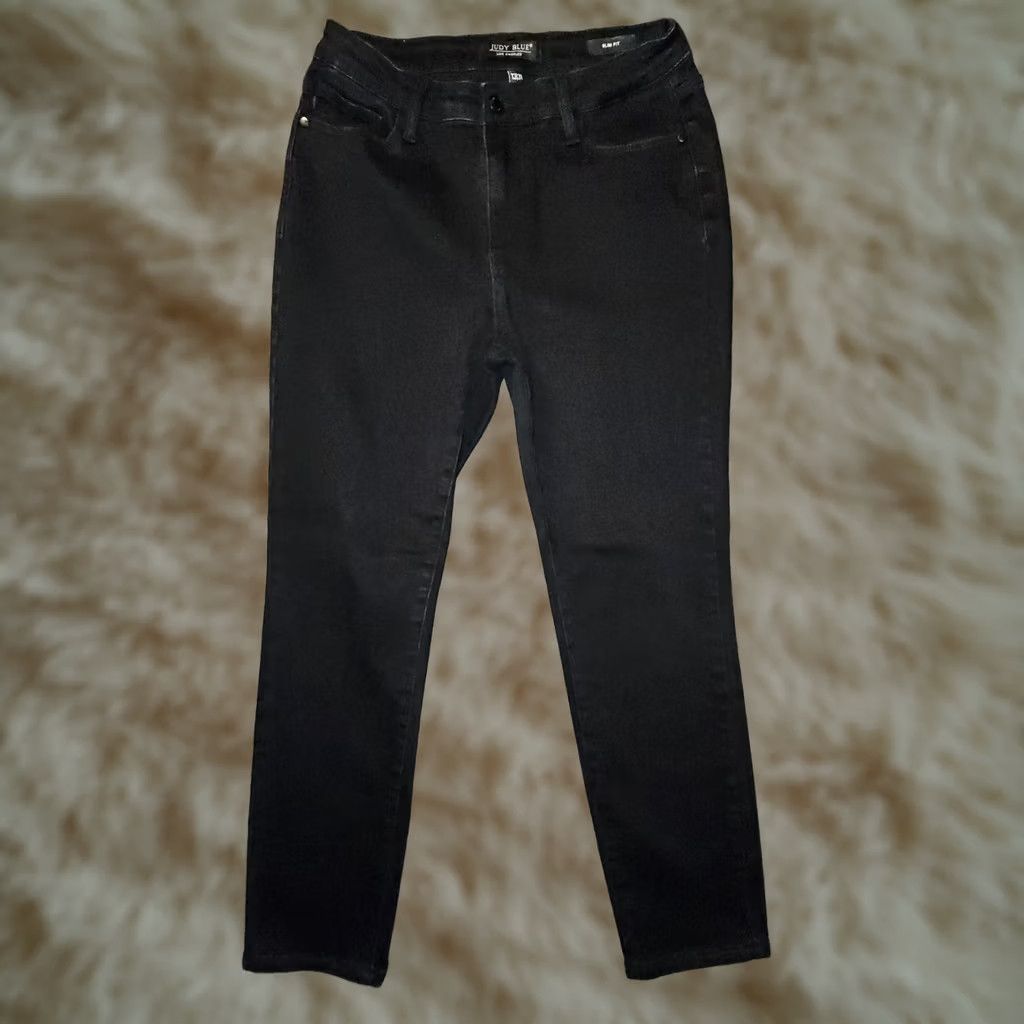 Vintage Judy Blue Jeans Womens 13 Black Skinny Fit Ankle Women Mid Rise Stretch Preppy Size 34" / US 12 / IT 48 - 1 Thumbnail
