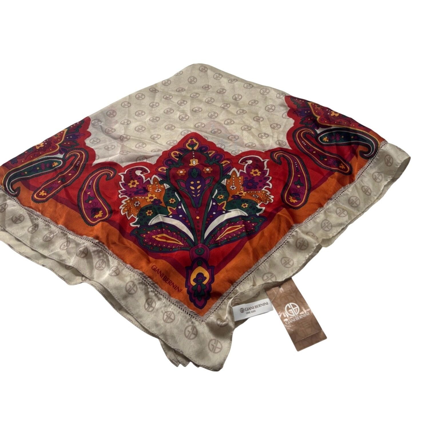 Giani Bernini Giani Bernini Logo Paisley Border Printed Scarf, Neutral-mul Size ONE SIZE - 11 Thumbnail