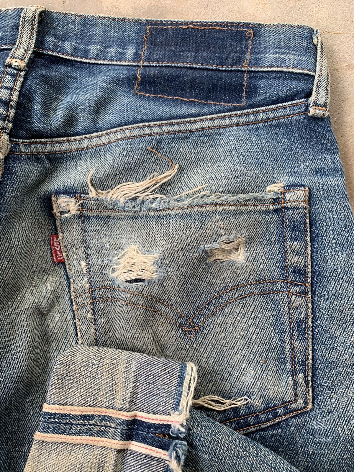 Levi's Vintage Levi’s Big E 502 Zip Talon Selvedge Distressed Denim Size US 31 - 3 Thumbnail