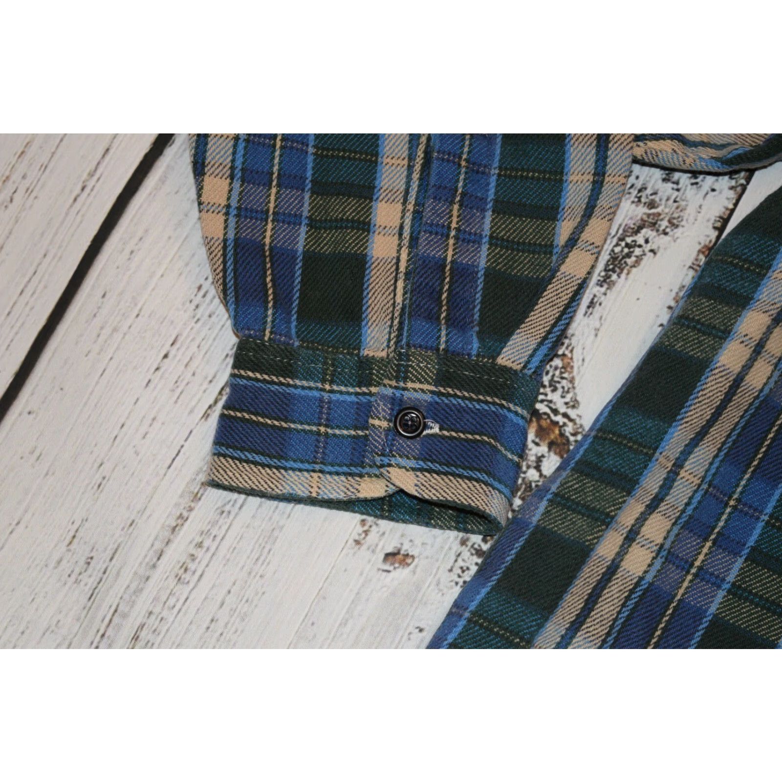 Vintage OSHKOSH B'GOSH MENS SHIRT 2XL BLUE GREEN COTTON VINTAGE FLANNEL USA BUTTON-FRONT 90s STYLE Mens Size US XXL / EU 58 / 5 - 4 Thumbnail