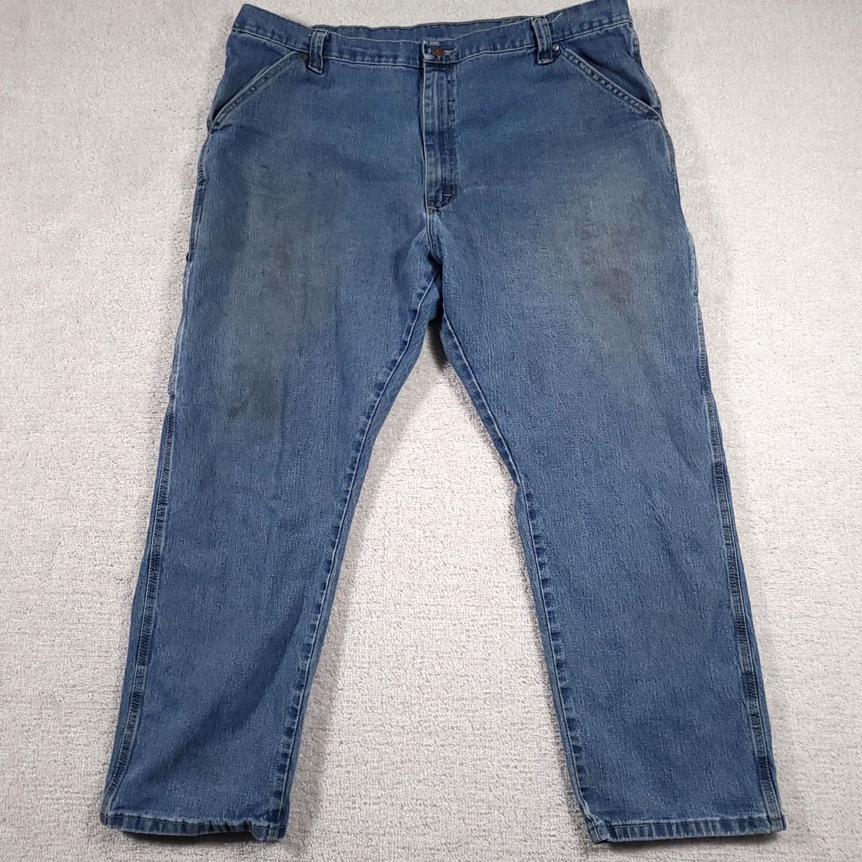Wrangler VINTAGE Wrangler Jeans Carpenter Mens 42x30 Denim Workwear Straight Leg Jeans Regular Mens Blue Denim Workwear 42x30 Straight Leg Wrangler Mens Jeans Size US 42 / EU 58 - 2 Thumbnail