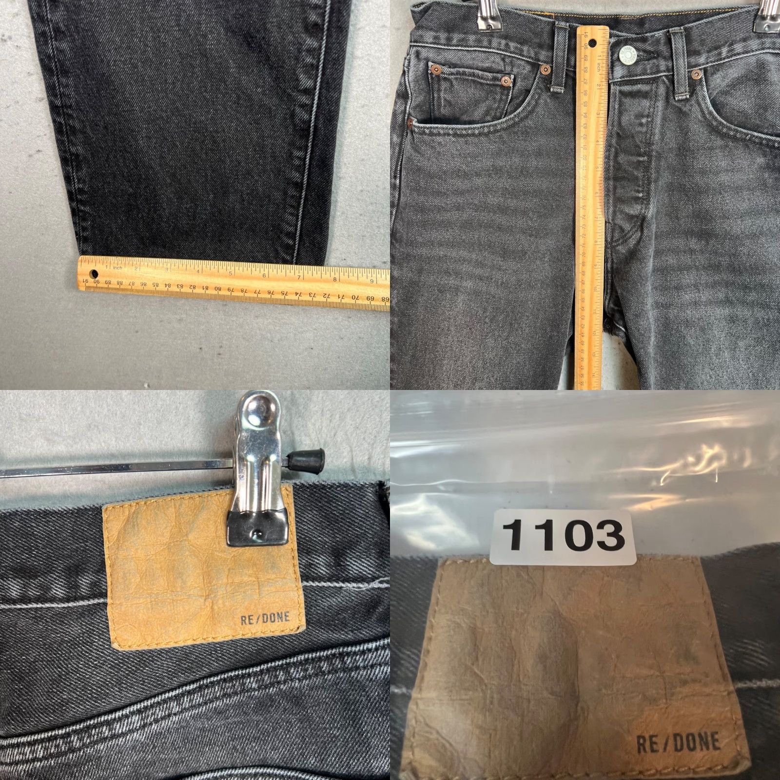 RE/DONE VINTAGE? No, Re/Done Mens 29 Straight Jeans Black Cotton Denim 5-Pocket Regular Inseam 26" Mid Rise Mens Size 29 Black Denim Jeans Size US 29 - 8 Thumbnail