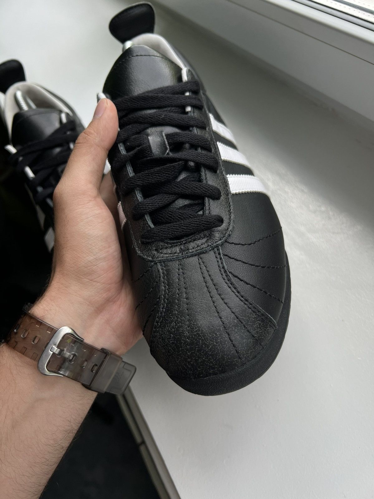 Vintage Adidas Cup 68 Indoor Trainers Black White Blue Y2K Size US 10.5 / EU 43-44 - 15 Thumbnail