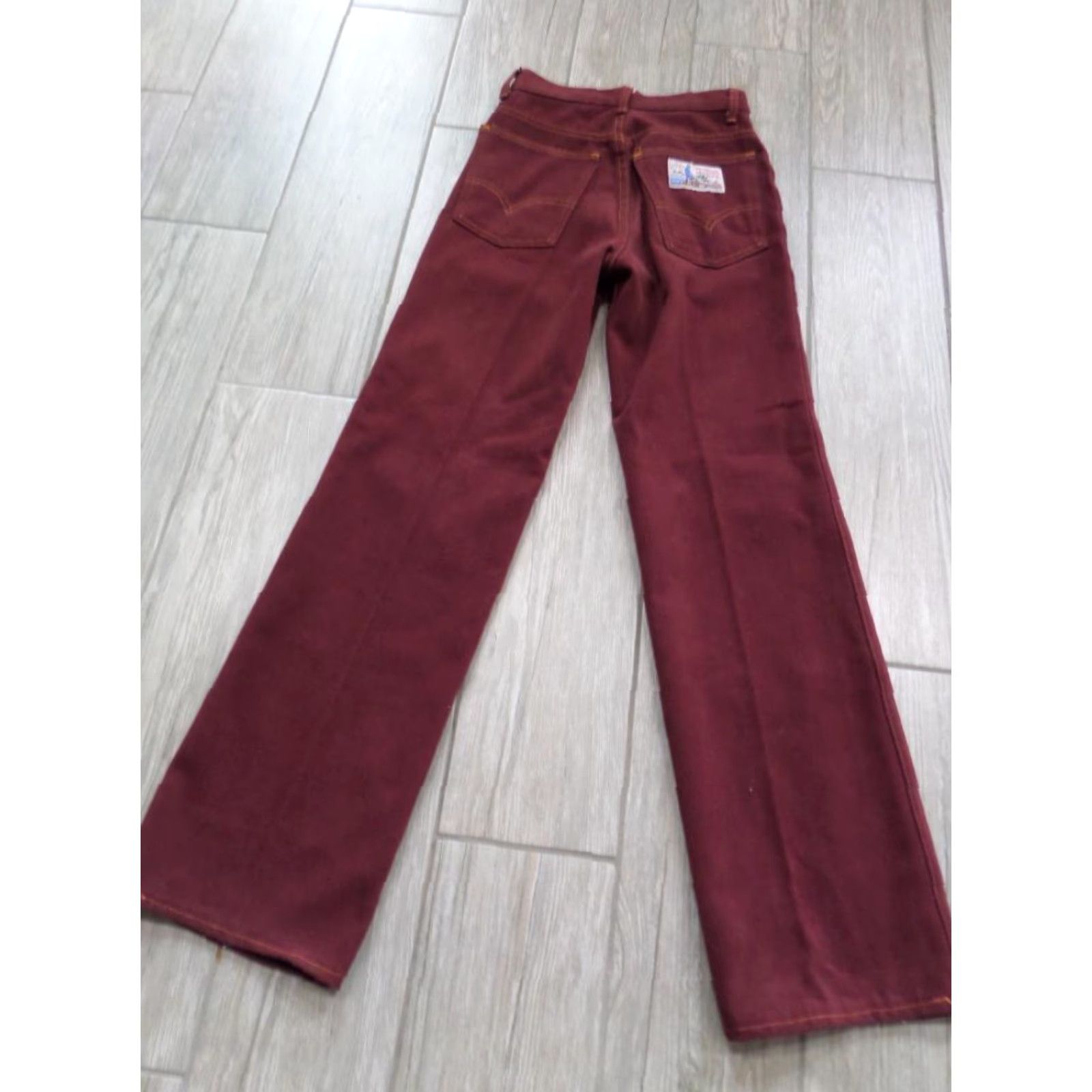 Levi's VINTAGE Levi's burgundy HIGH WAIST pants 24x30 jeans CHAMOIS velvet Womens, no tag size, 1970s era Size 42" / US 20 - 3 Thumbnail