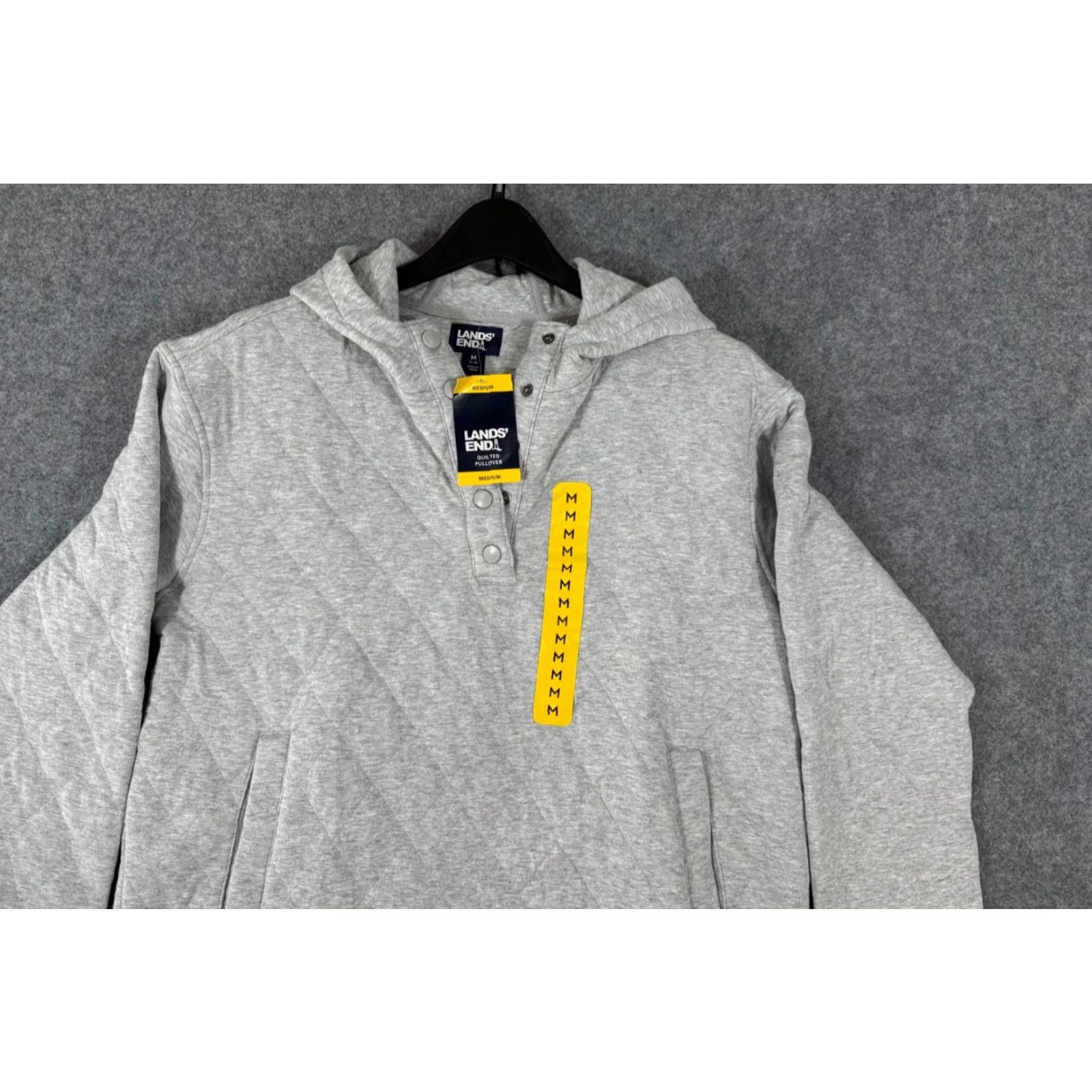 Lands' End Lands' End Quilted Pullover Hooded Sweatshirt Womens M(8-10) Grey Snap Front NWT Size M / US 6-8 / IT 42-44 - 2 Thumbnail