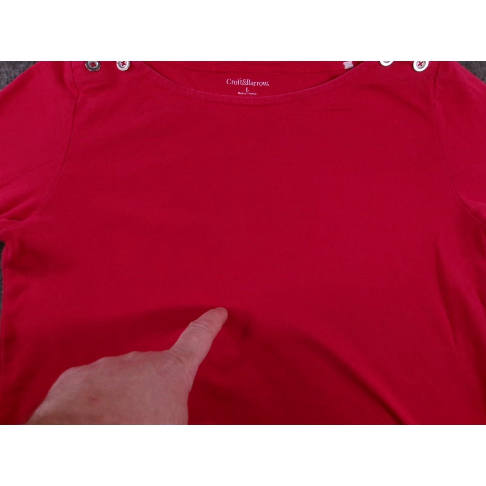 Croft & Barrow Croft & Barrow Top Women L Pink 3/4 Sleeve V-Neck Blouse Basic Everyday Office Casual Workwear Size L / US 10 / IT 46 - 3 Thumbnail