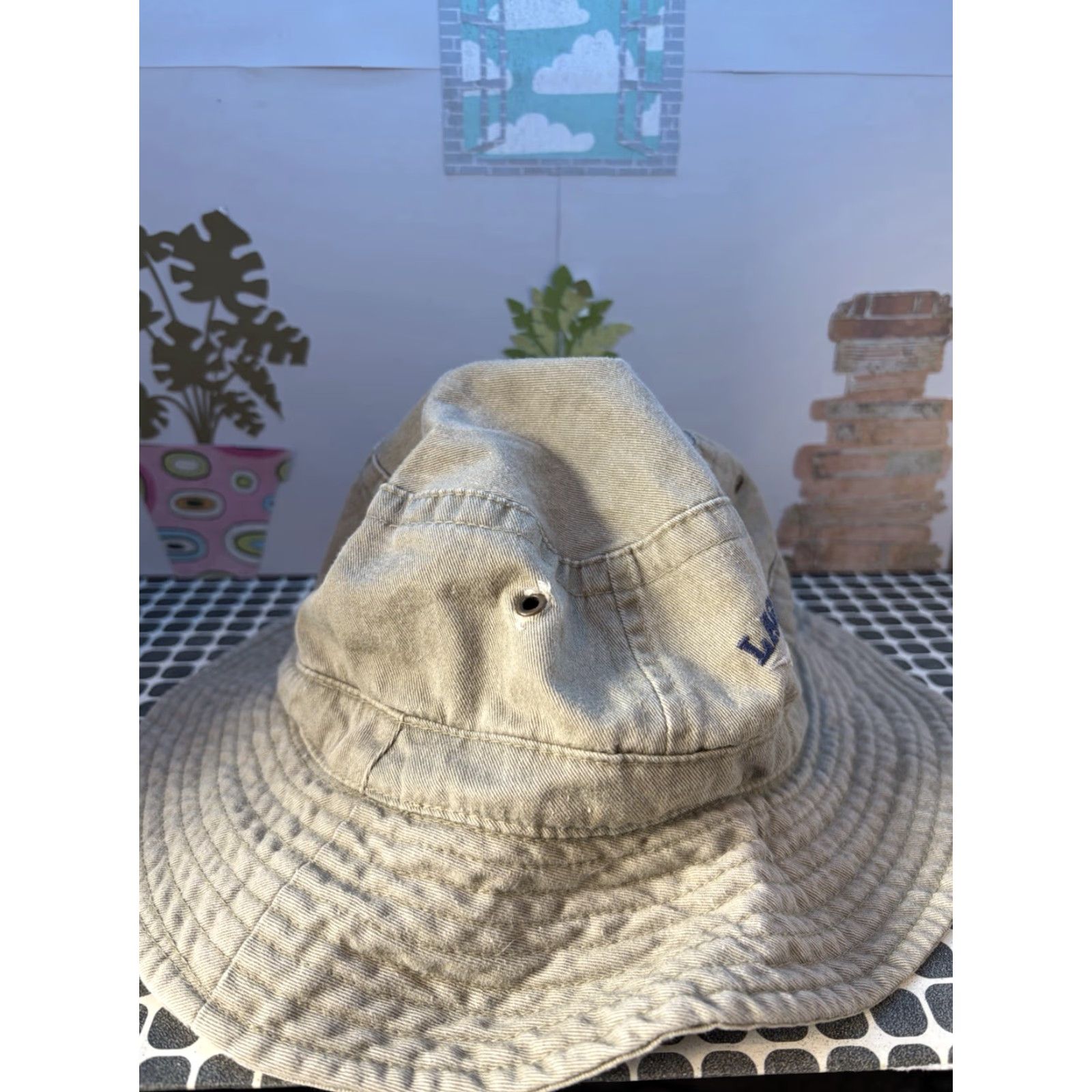 Vintage VINTAGE Y2K Bucket Hat Fahrenheit Palm Tree Khaki Small/Medium Men 90s Capstone Vintage Size ONE SIZE - 4 Thumbnail