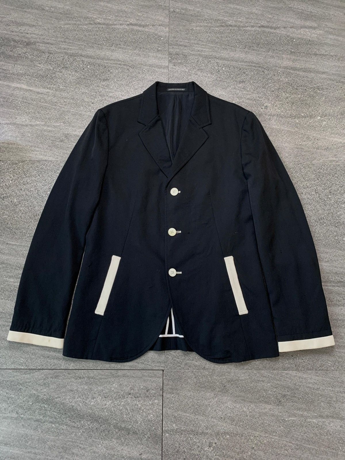 Yohji Yamamoto FREE TAX! SAMPLE Wool Contrast Blazer Jacket Size 48R - 2 Thumbnail