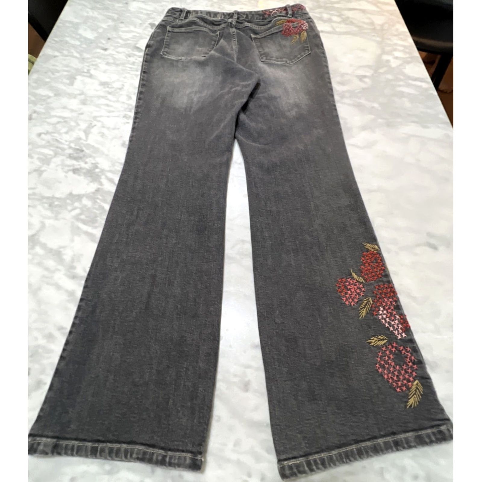 J. Jill VINTAGE J Jill Black Denim Jeans Women’s 10 Flare Embroidered Embellished Stretch 31 Inseam 5-Pocket City Hippie Bohemian Regular Womens Size 32" / US 10 / IT 46 - 7 Thumbnail