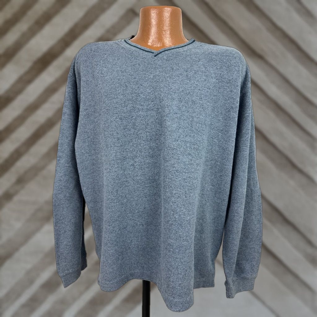 Vintage VINTAGE Great Northwest 90s Ribbed V-Neck Shirt Men XL Heavyweight Cotton Blue Long Sleeve Hipster Size US XL / EU 56 / 4 - 1 Thumbnail