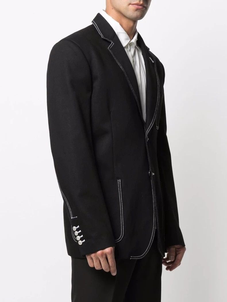 Alexander McQueen Alexander McQUEEN size 46 Black visible thread single brea Size 46S - 4 Thumbnail