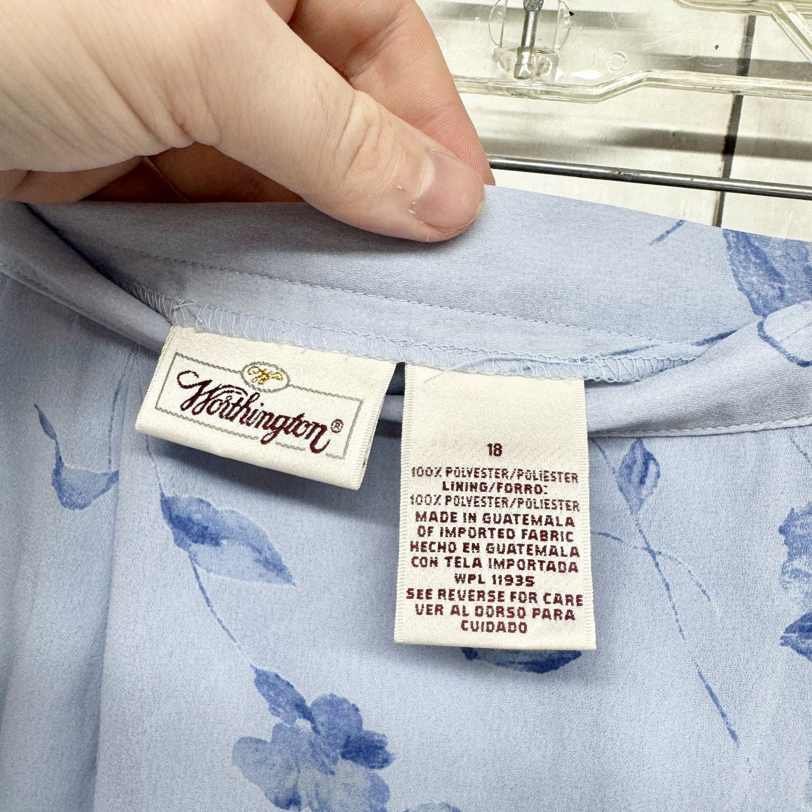 Vintage Vtg Worthington Skirt Women Sz 18 Blue Floral Chiffon Midi Size 40" / US 18 - 5 Thumbnail