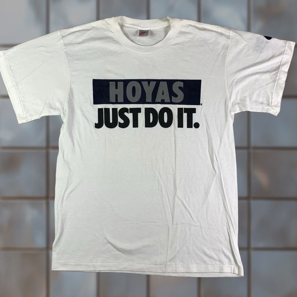 Nike VTG Nike Georgetown Hoyas Shirt Just Do It Mens Large Made in USA Single Stitch Crew Neck Short Sleeve White Basketball Mens Size US L / EU 52-54 / 3 - 1 Thumbnail