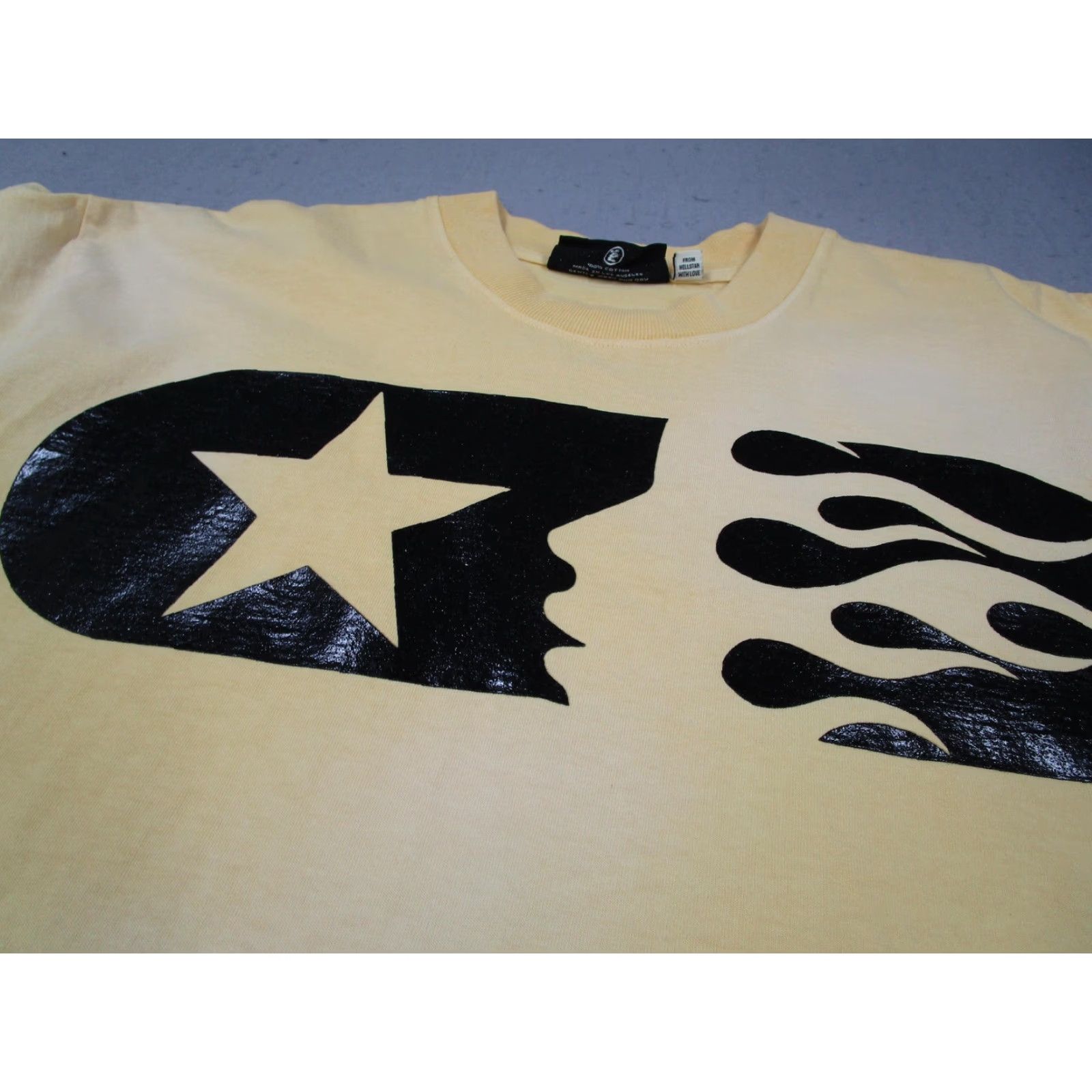 HELLSTAR Hellstar Shirt Mens Medium Yellow Sports Marathon Graphic Tee Streetwear Size US M / EU 48-50 / 2 - 2 Thumbnail