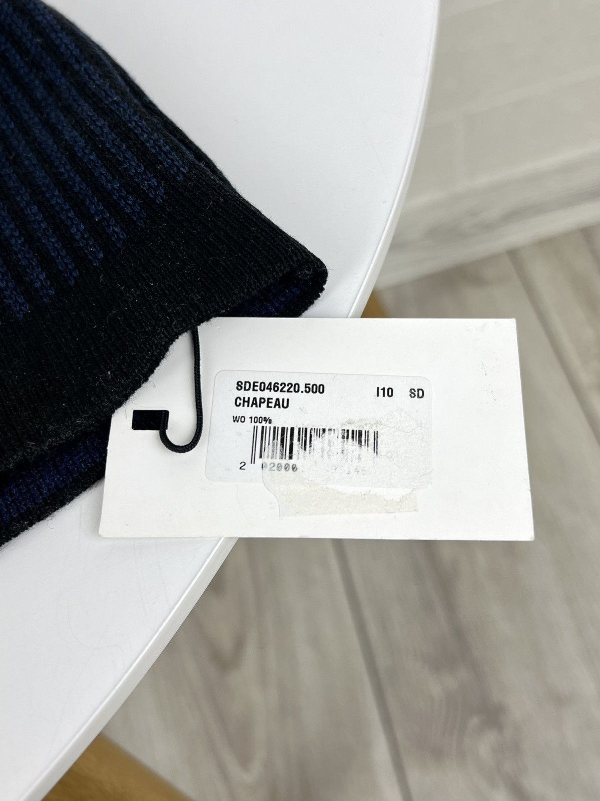 Dior DIOR Hat Wool 100% Leather Patch Logo Striped Black/Blue Men Size ONE SIZE - 7 Thumbnail