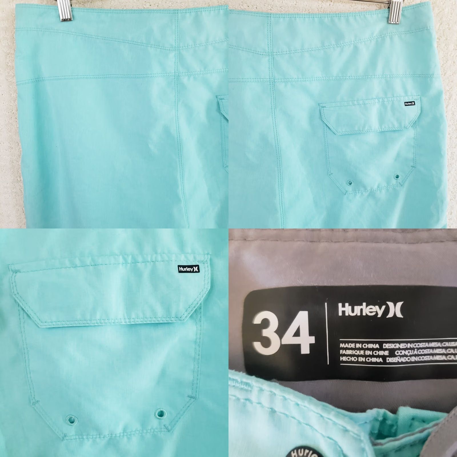 Hurley Hurley Board Shorts Mens 34 Blue Aqua Quick Dry Pocket Surf Beach Laundry Lightweight Pocket Back Drawstring Regular 34 Mens Size US 34 / EU 50 - 8 Thumbnail