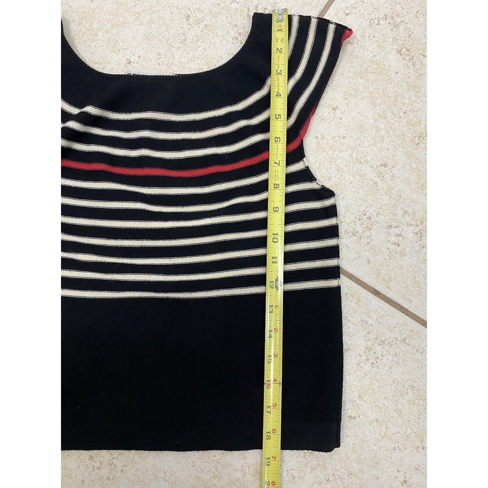 Sonia Rykiel Sonia Rykiel Black White Striped Wool Short Sleeve Sweater Size ONE SIZE - 7 Thumbnail