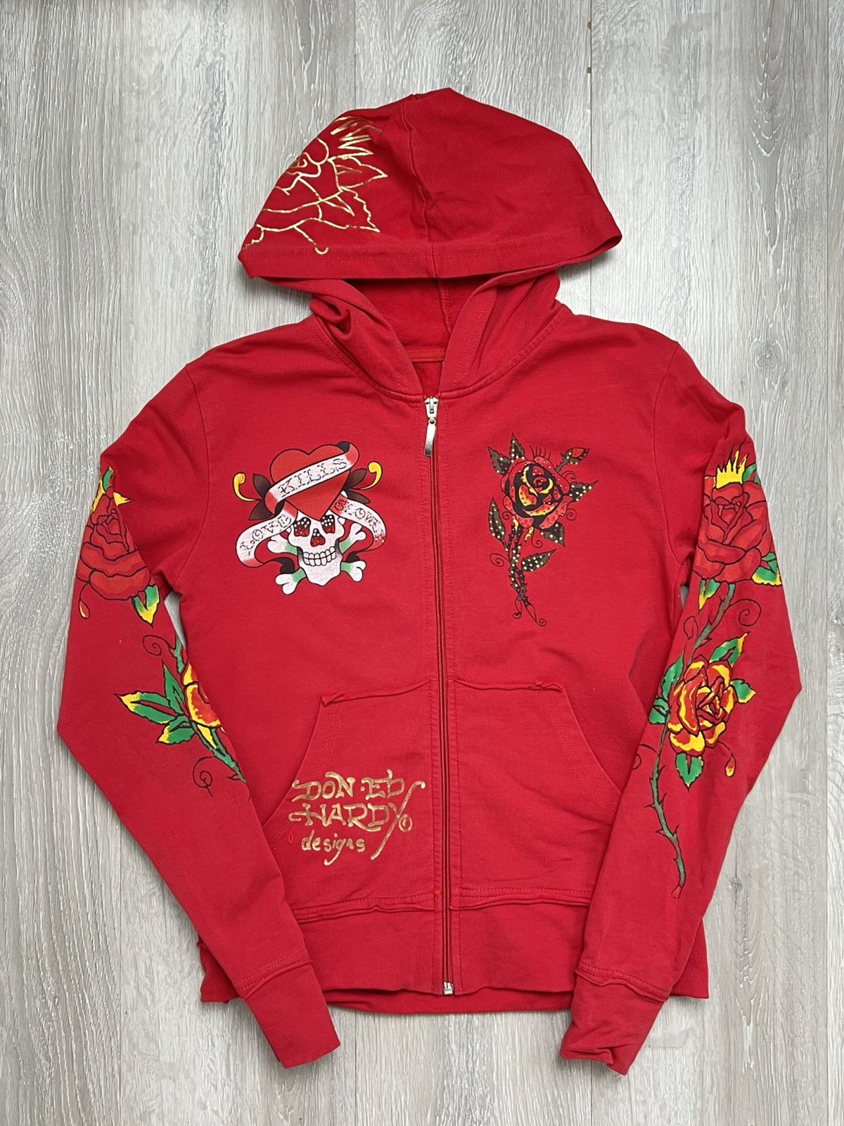Christian Audigier Vintage Ed hardy love kills women’s hoodie Size S / US 4 / IT 40 - 1 Thumbnail