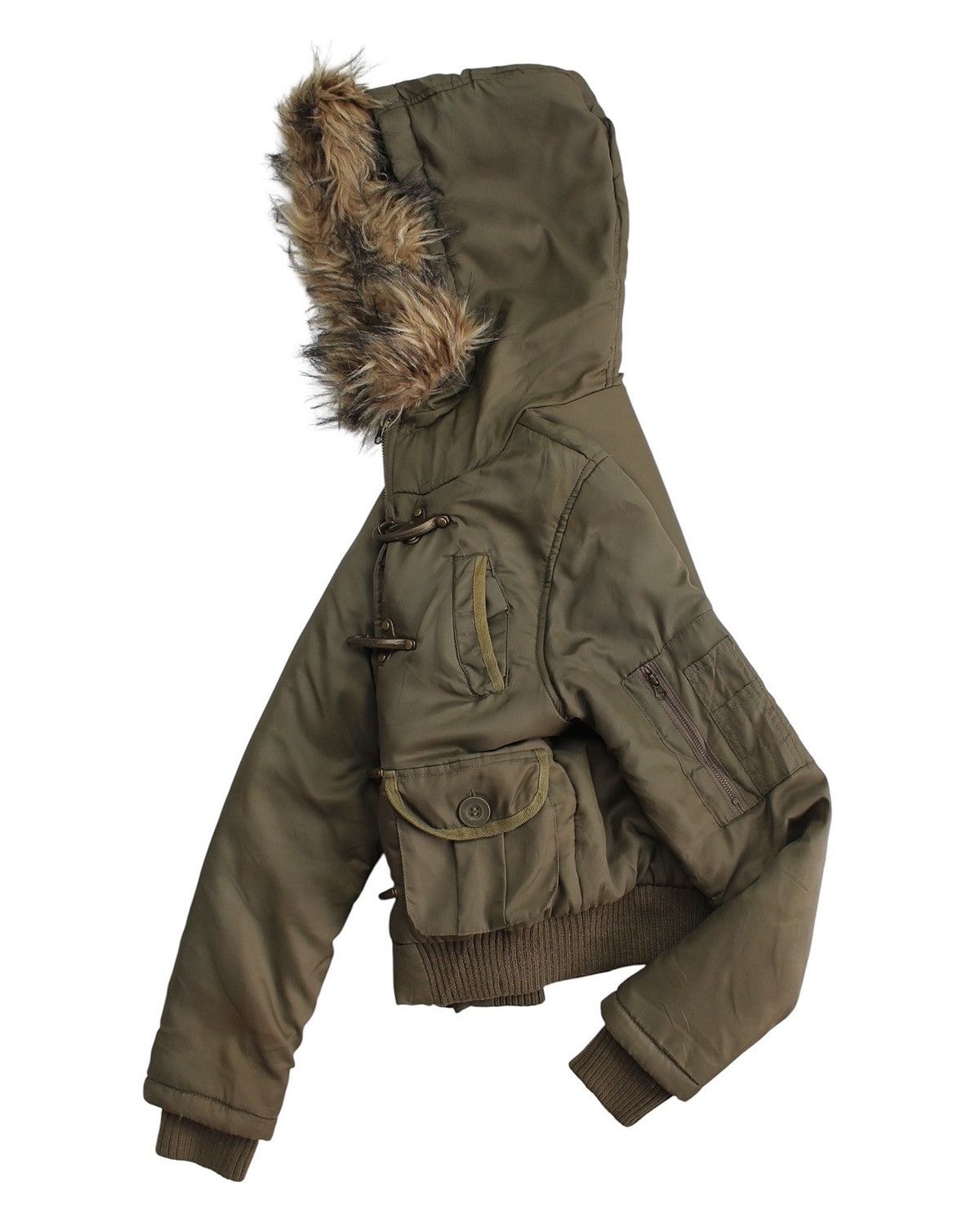 Vintage 2000S PUMPKIN MILITARY FUR HOOD BRASS HOOK BOMBER JACKET Size US M / EU 48-50 / 2 - 2 Thumbnail