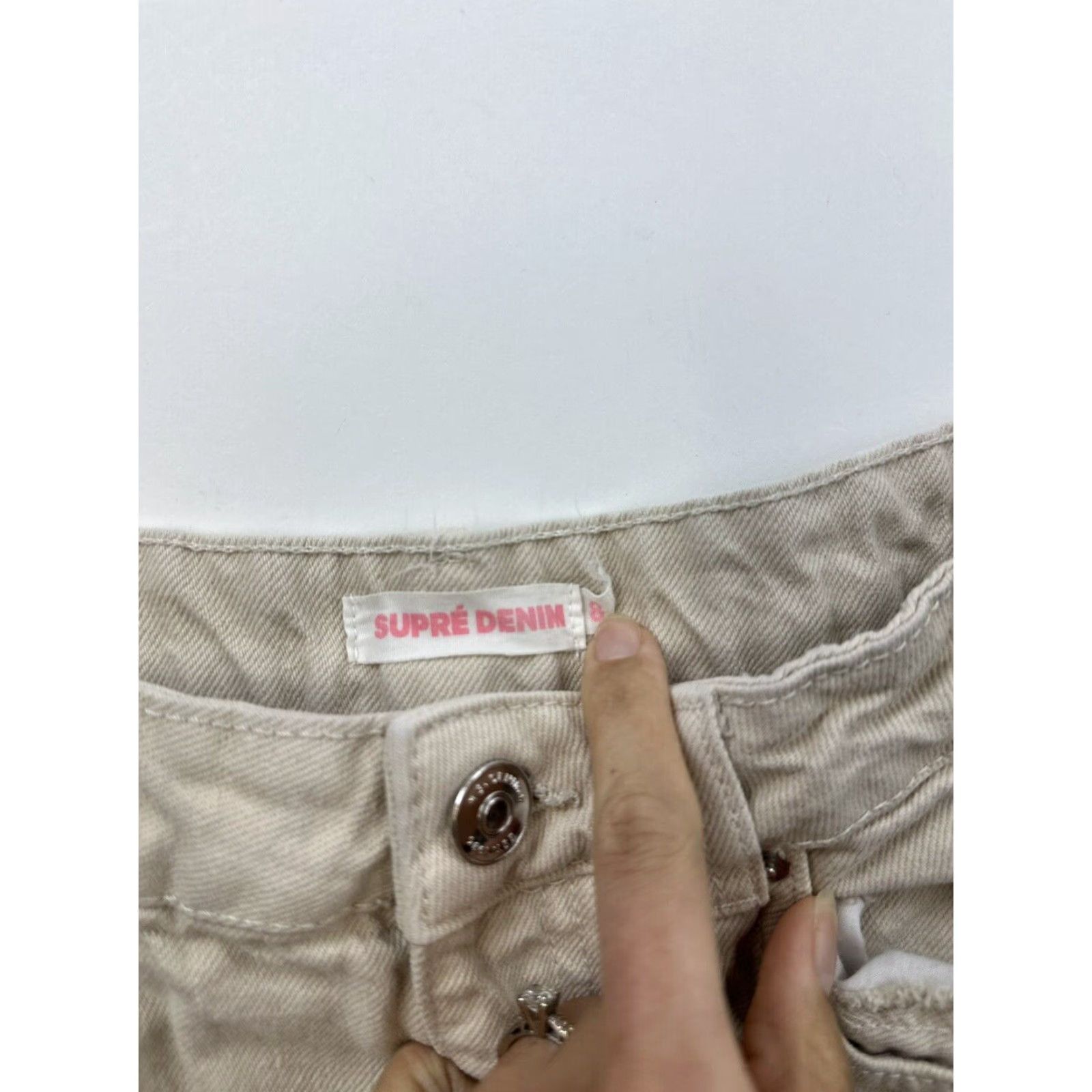 Supreme Supré Women's Relaxed Fit Wide Leg Beige Denim Jeans US 4 AU 8 Size 27" / US 4 / IT 40 - 4 Thumbnail