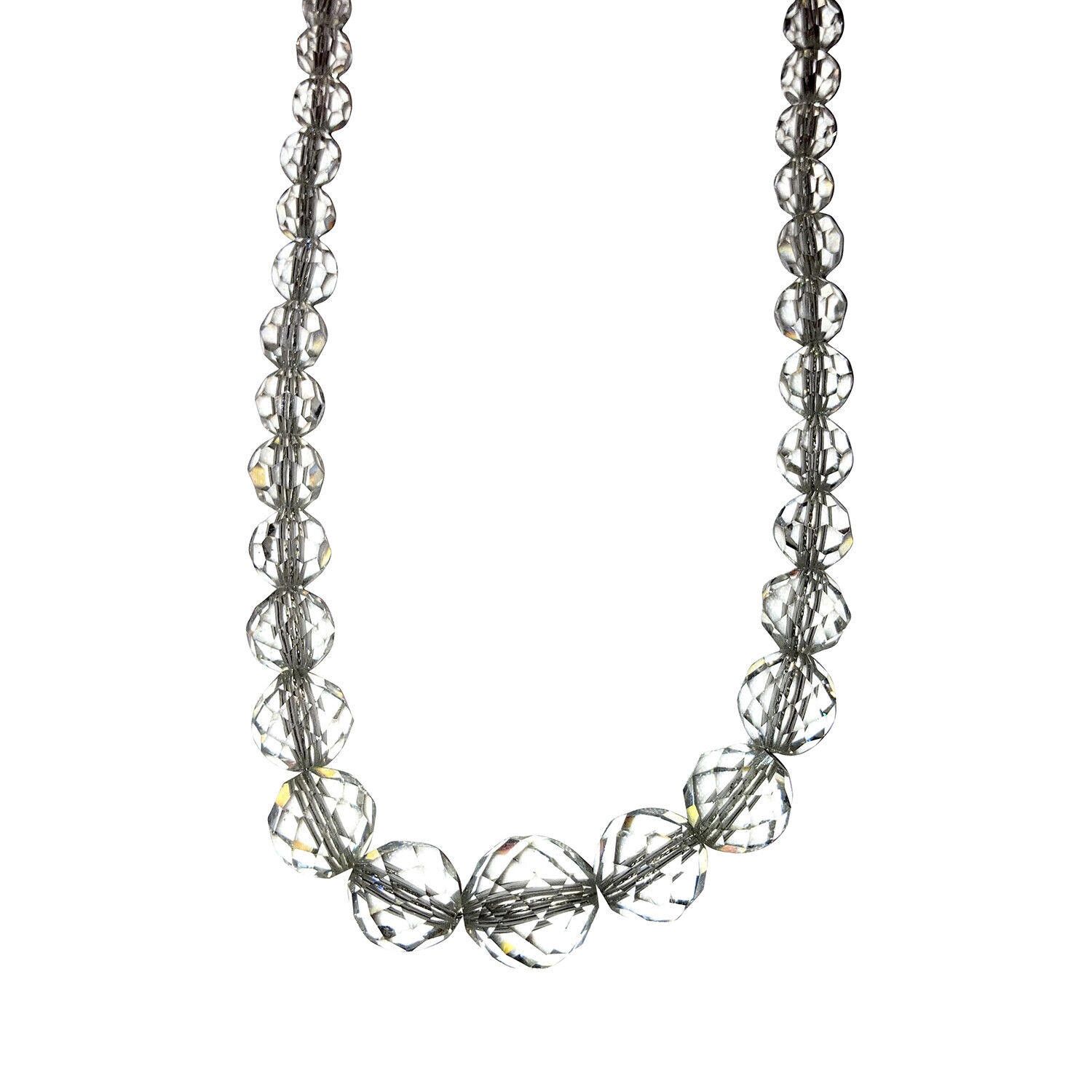 Designer Sterling Graduated Faceted Rock Crystal Quartz Bead Necklace Size ONE SIZE - 2 Thumbnail