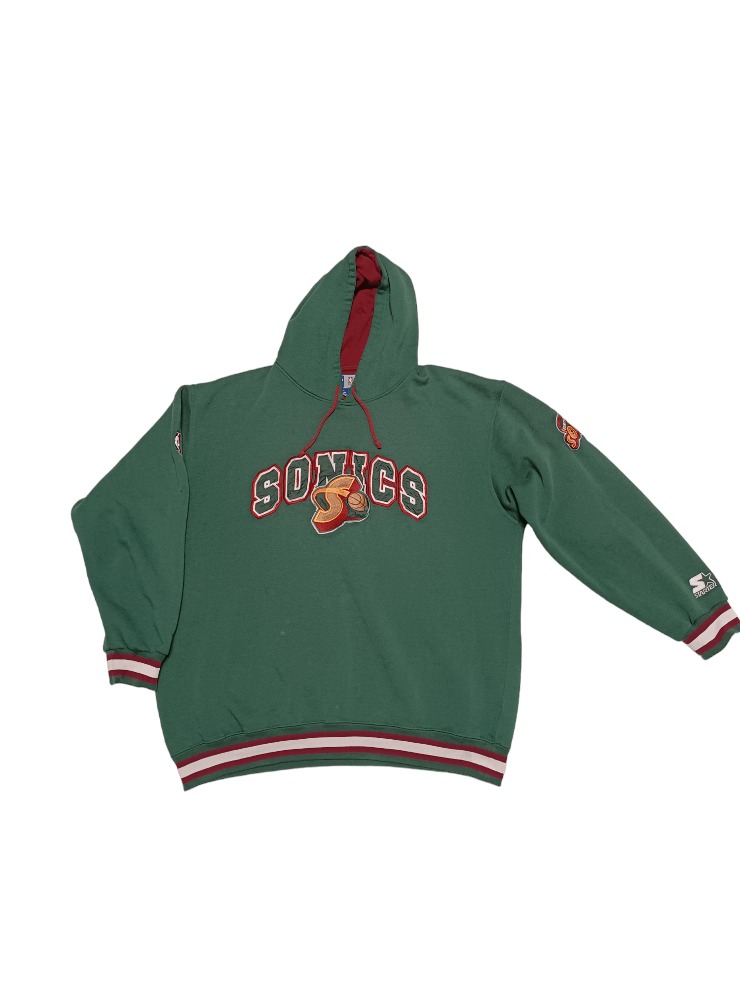 image of Archival Clothing x NBA Unique Seattle Supersonics Made In Korea 90's Hoodie in Green (Size XL)