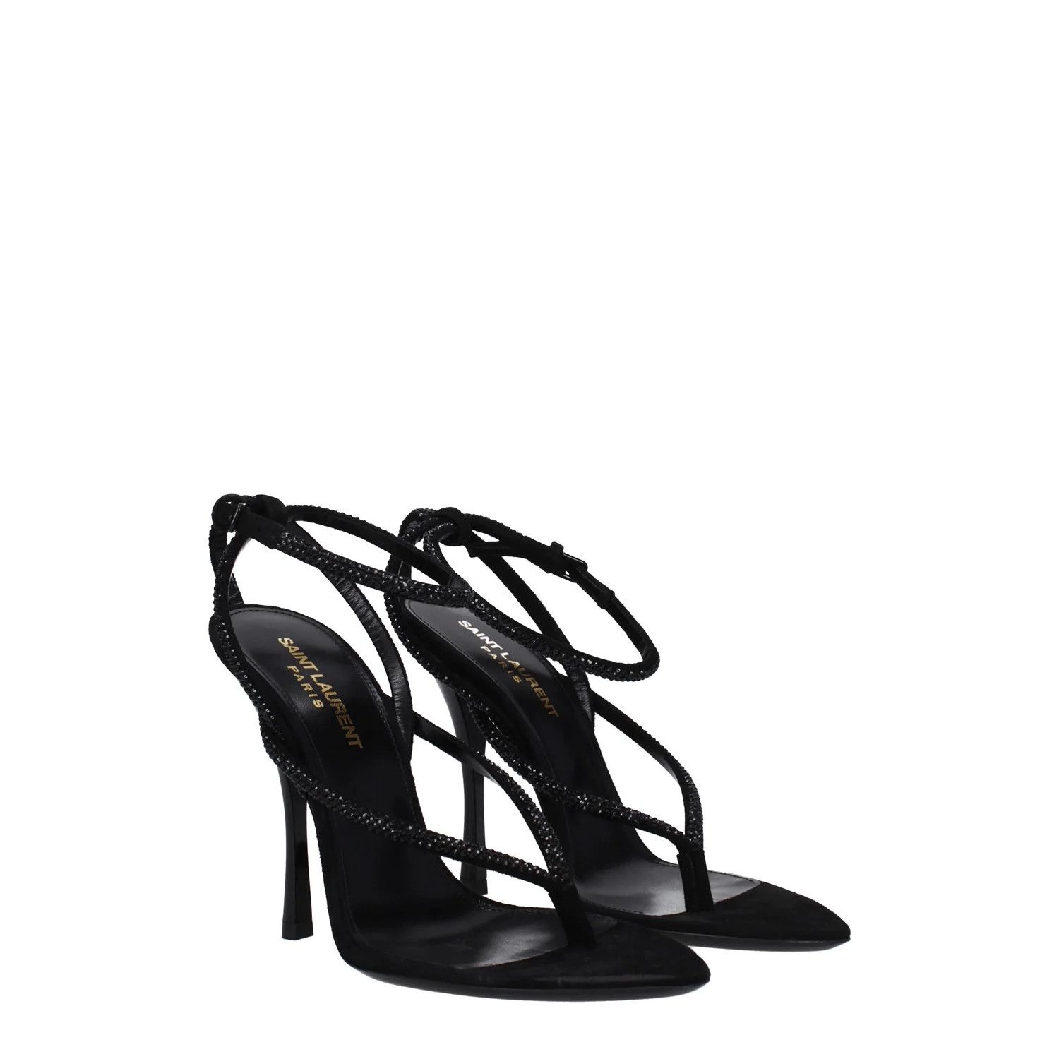Saint Laurent Paris ob1o1e1124 Suede Sandals in Black Size US 10 / IT 40 - 2 Thumbnail