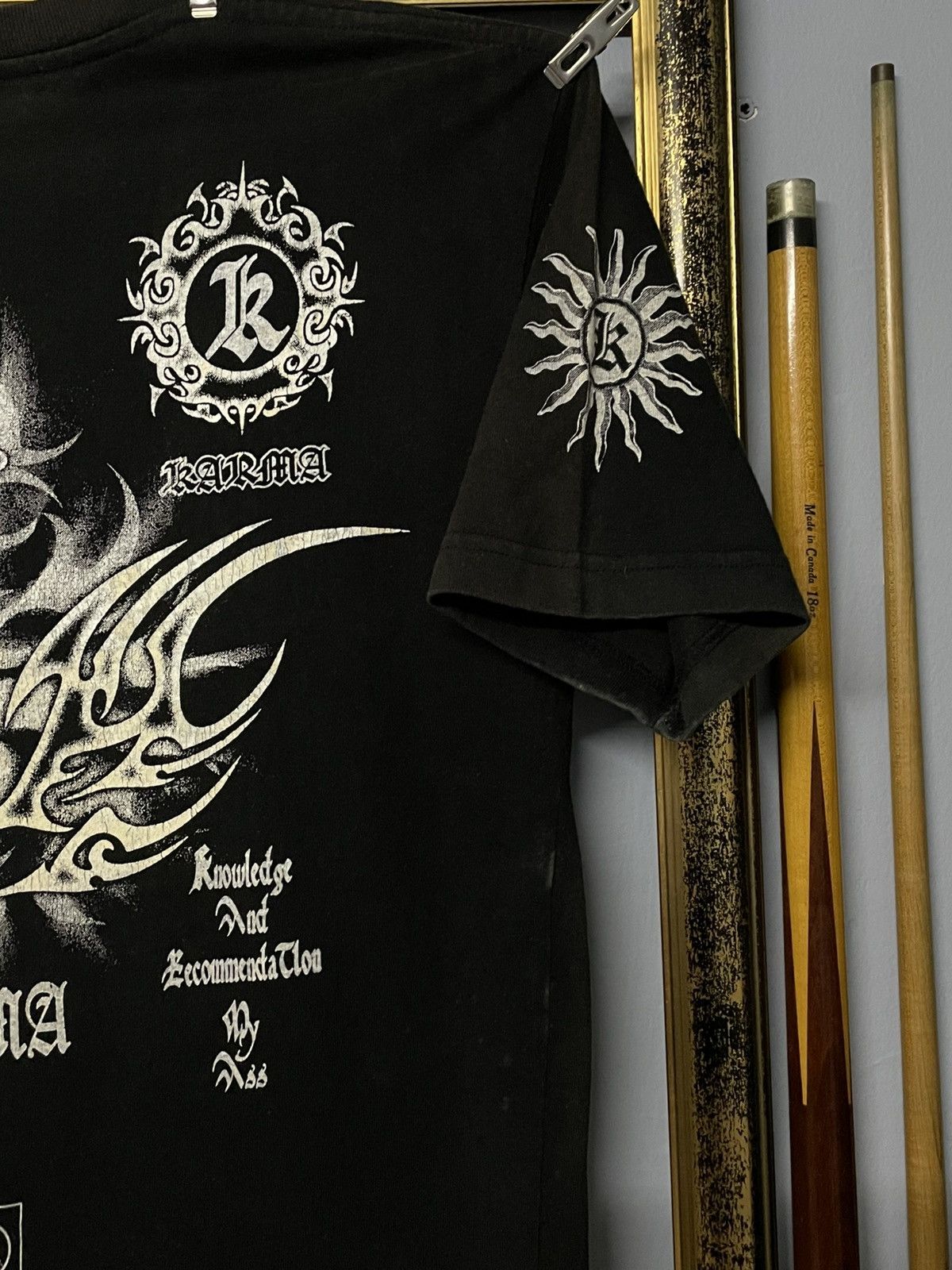 Japanese Brand Vintage 1990s Japan Karma Tribal Cross Gothic Style Tshirt Size US M / EU 48-50 / 2 - 5 Thumbnail