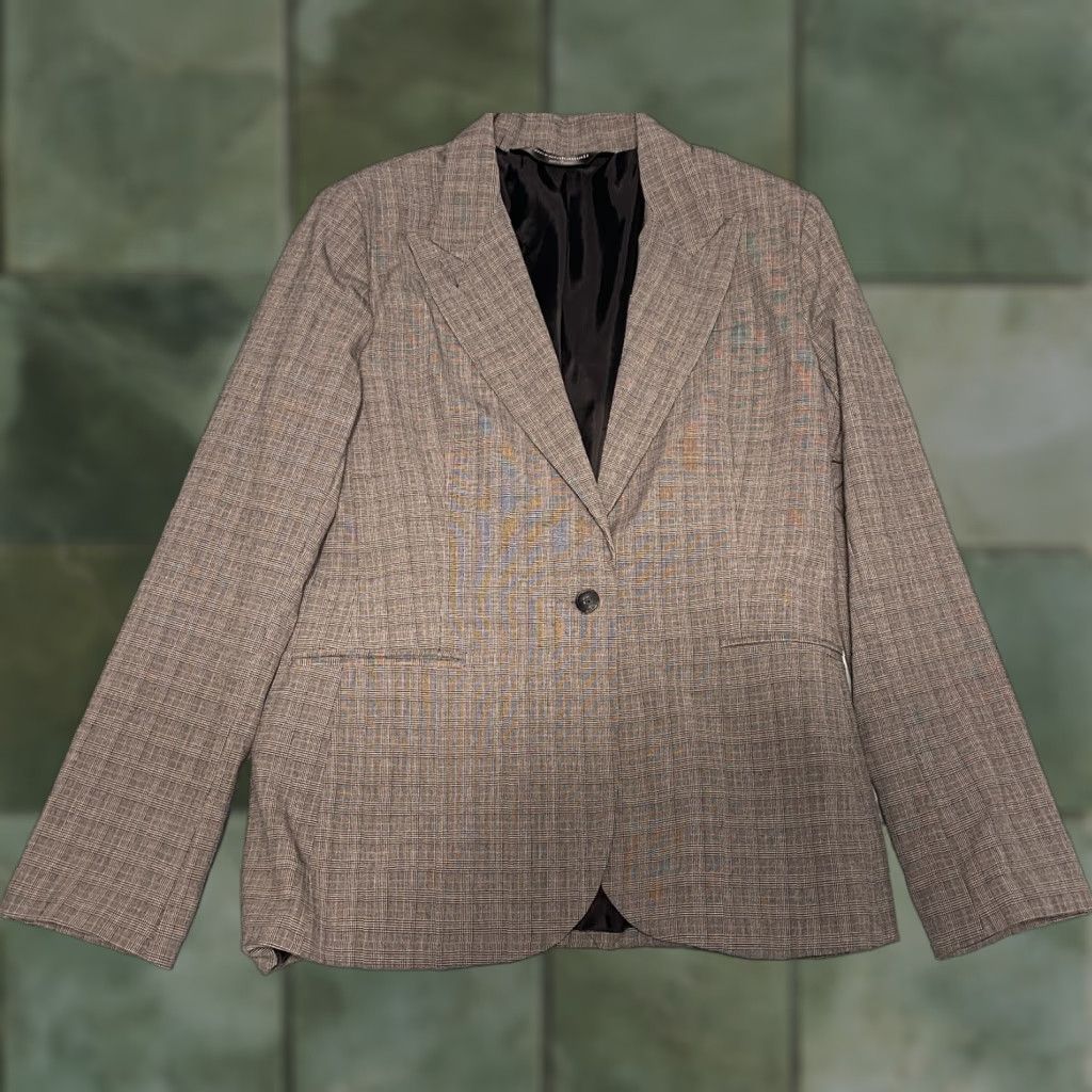 Norma Kamali Norma Kamali Blazer Long Glen Plaid Gray Black Jacket One Button Size 16 Women Fashion Business Blazer Size XXL / US 16-18 / IT 52-54 - 1 Thumbnail