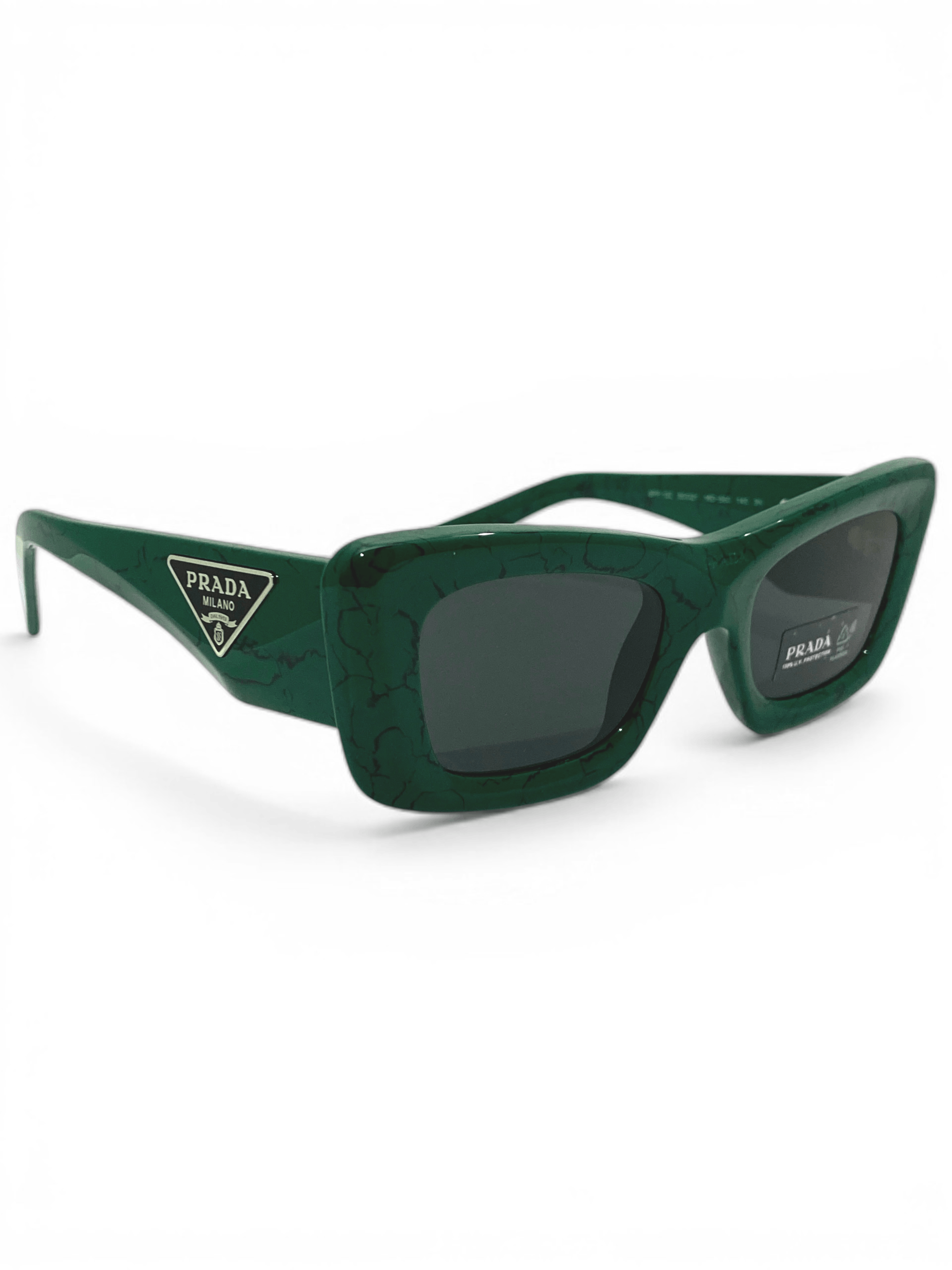 Prada Prada Triangle Logo Oversized Retro Symbol Green Sunglasses Size ONE SIZE - 1 Thumbnail