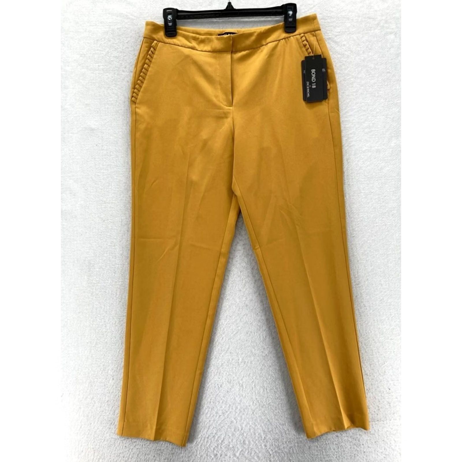 Vintage Zac & Rachel Bond 18 Women's 6 Yellow Stretch Tapered Leg Pants Mid Rise Casual Chino Flat Front Slim Inseam 28" Polyester Spandex Size 24" / US 00 / IT 34 - 2 Thumbnail