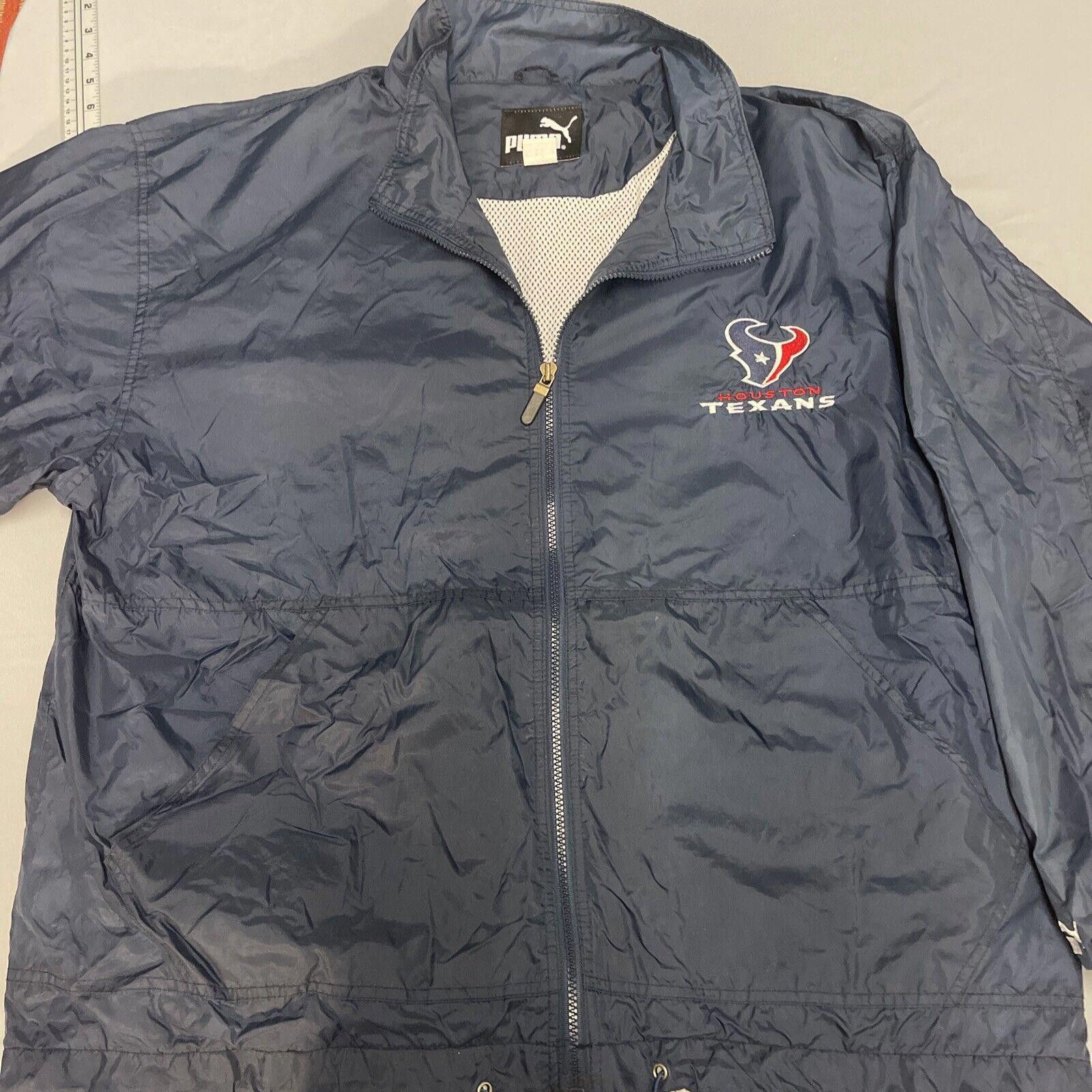 Designer TexansPuma Windbreaker Jacket Mens XL BLUE Full Zip Loose Size ONE SIZE - 1 Thumbnail