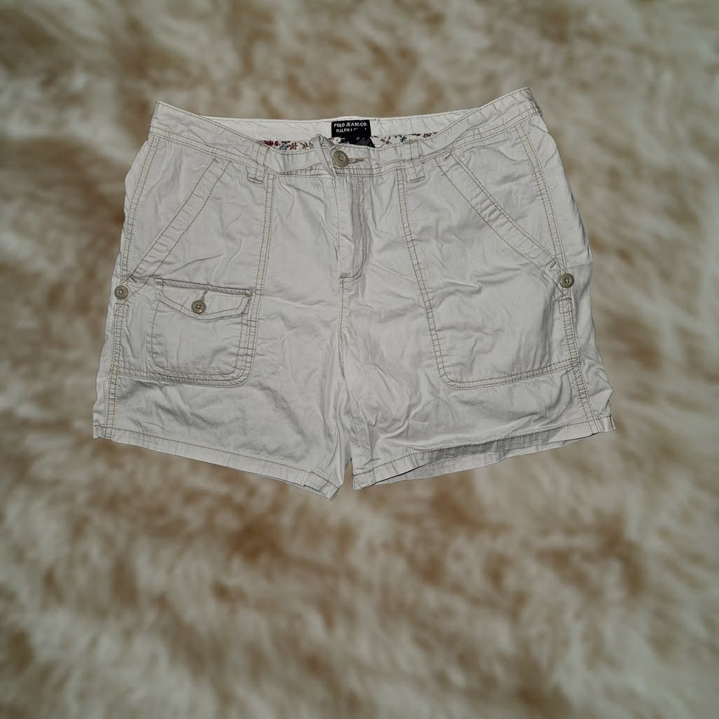 Ralph Lauren VINTAGE Polo Jeans Co Ralph Lauren Shorts Womens 14 White Cargo Twill 7 Inch Relaxed Size 36" / US 14 / IT 50 - 1 Thumbnail