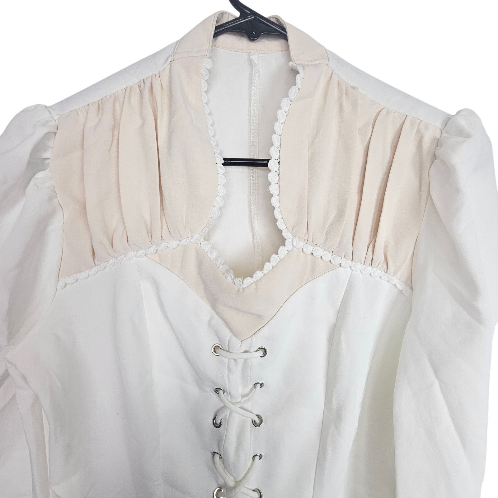 Orslow Ursime Womens Lace Up Steampunk Top S Victorian Whimsigoth Size S / US 4 / IT 40 - 2 Thumbnail