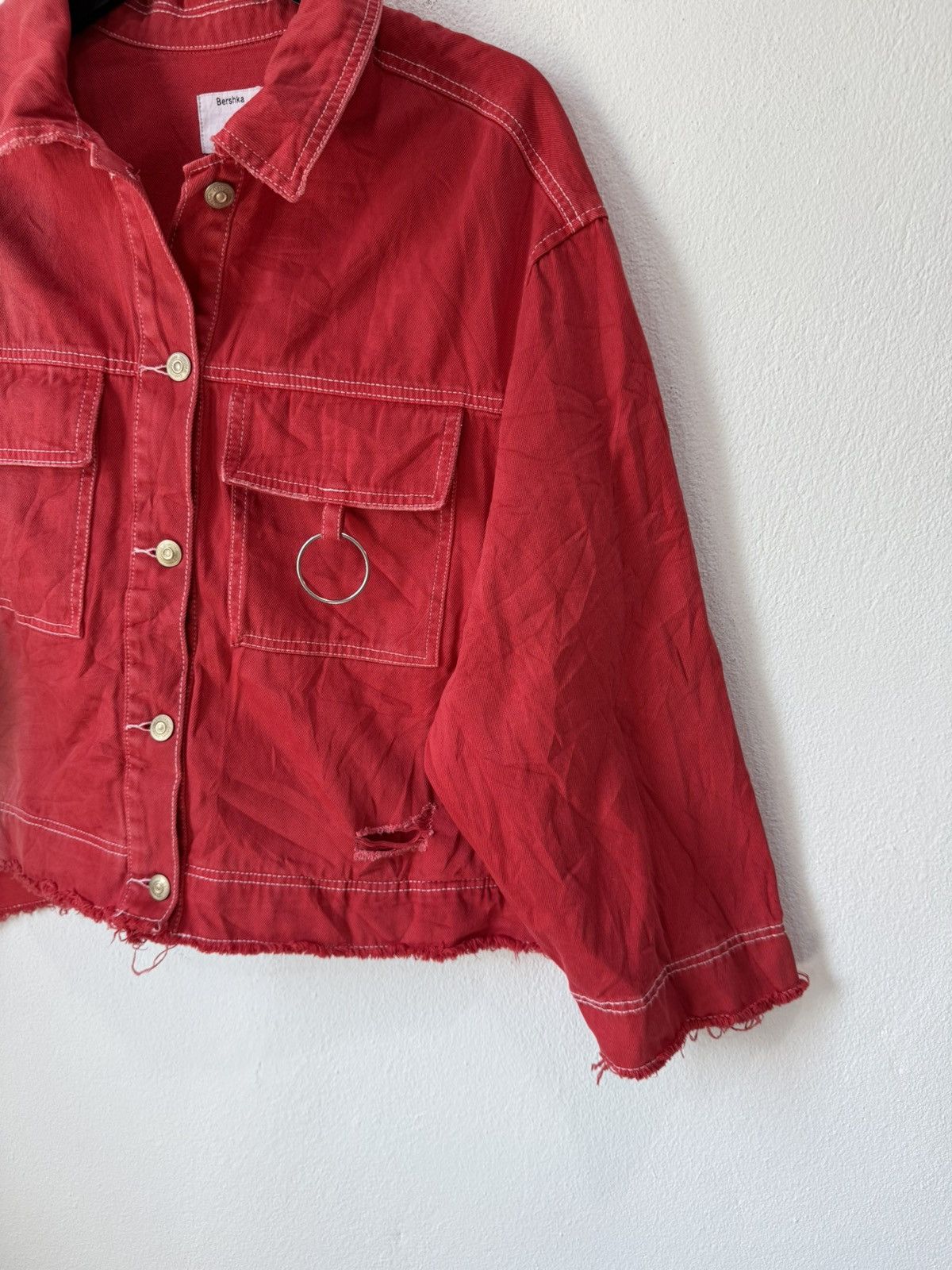 Bershka BERSKA DISTRESS JACKET OVERSIZED STYLE CROPPED DESIGN Size S / US 4 / IT 40 - 2 Thumbnail