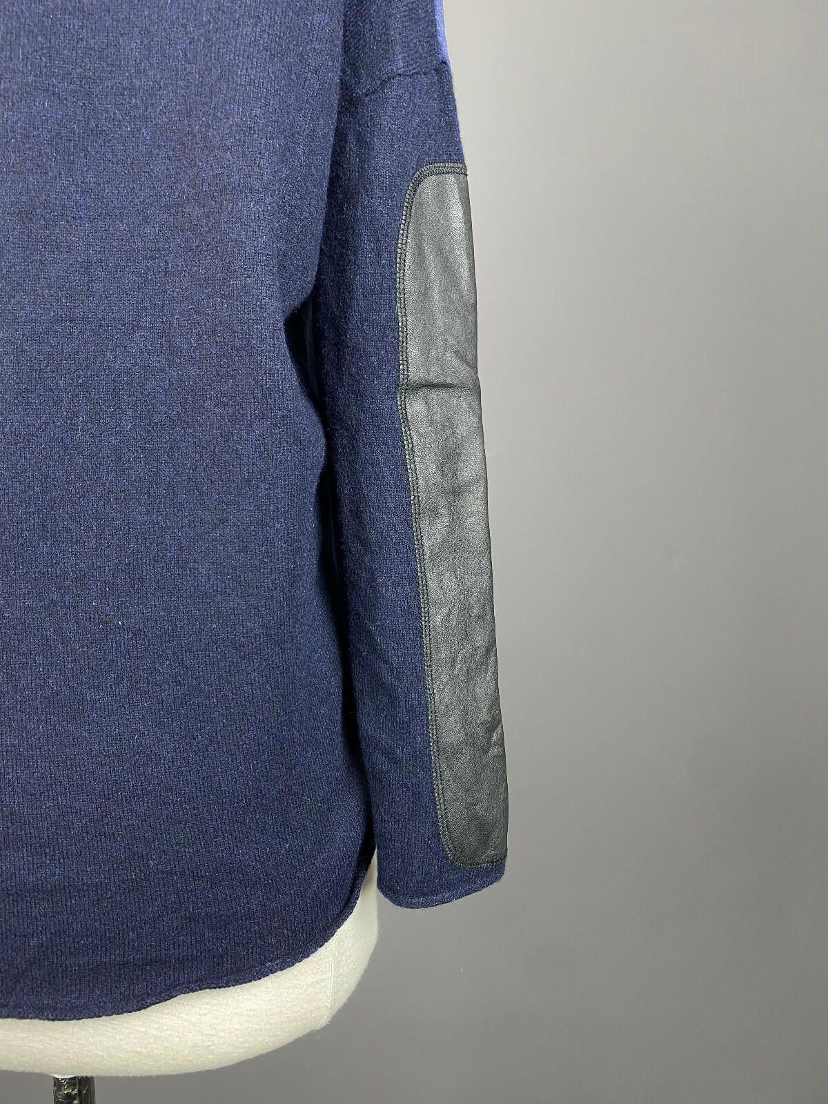 The Kooples The Kooples Sport Blue 1/4 Zip Leather Patch Sweater Size S Size S / US 4 / IT 40 - 7 Thumbnail