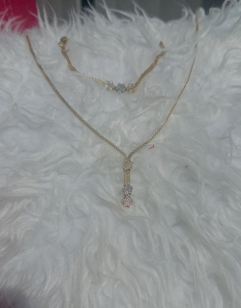 Handmade genuine 18k pure gold stamped set of necklace & bracelet Size ONE SIZE - 5 Thumbnail