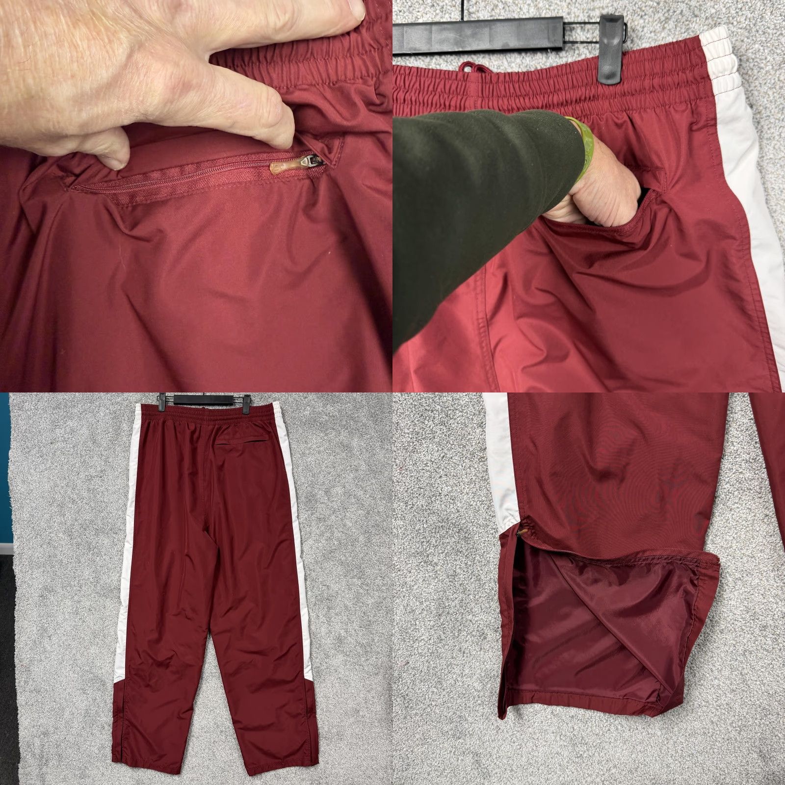 Reebok VINTAGE Reebok Track Pants Mens XL Red Side Stripe Zip Ankle Pockets Athletic Slim Straight Size US 36 / EU 52 - 9 Thumbnail