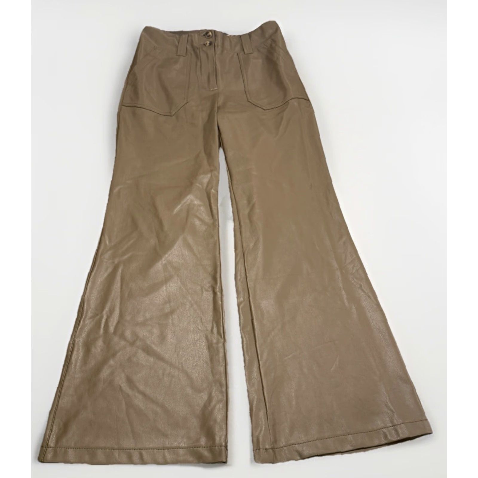 Anthropologie Anthropologie Maeve Junie Pants Size 6 Womens Wide-Leg High Rise Faux Leather Brown Size 28" / US 6 / IT 42 - 2 Thumbnail
