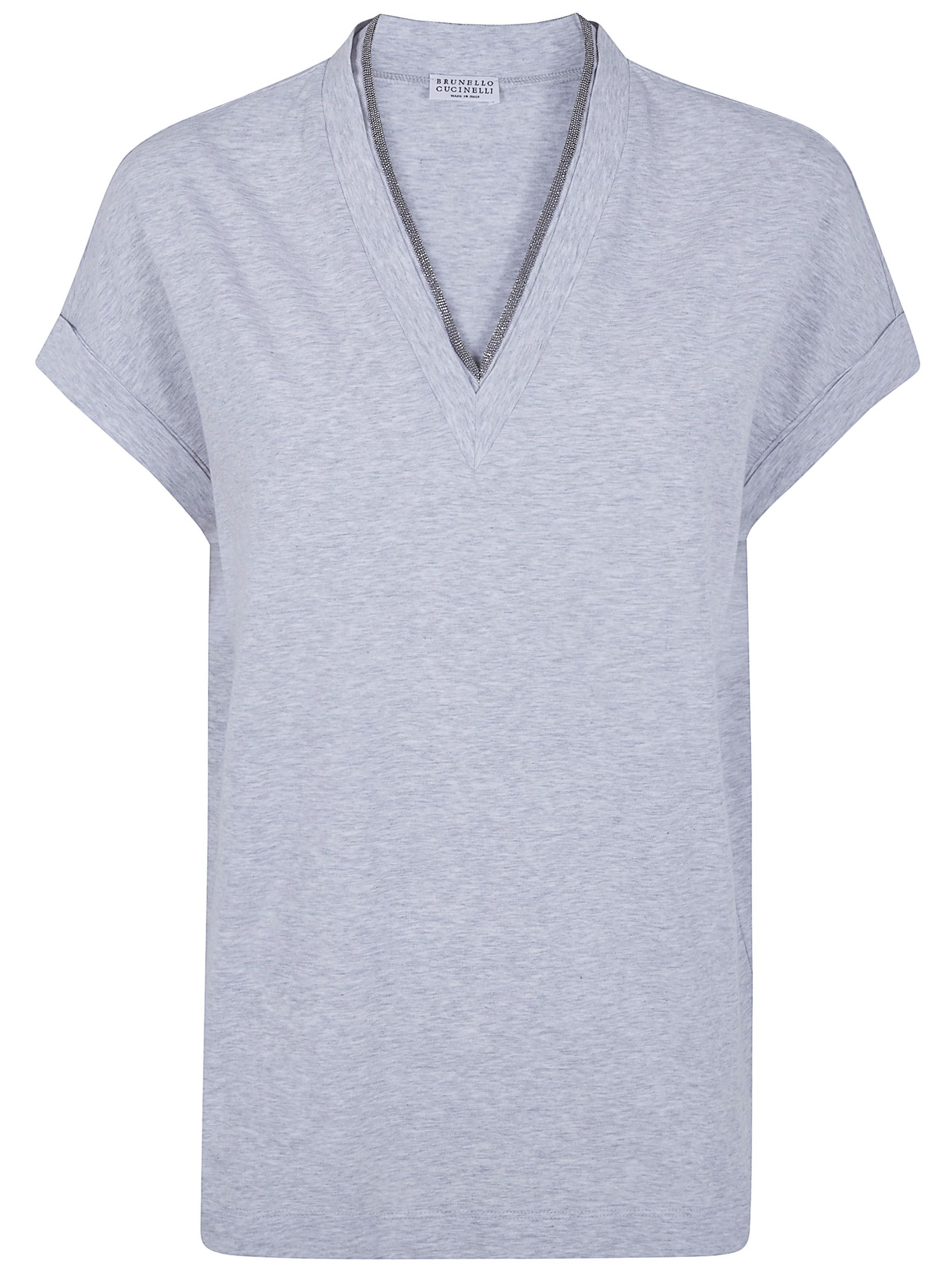 Brunello Cucinelli V NECK T-SHIRT Size S / US 4 / IT 40 - 1 Thumbnail