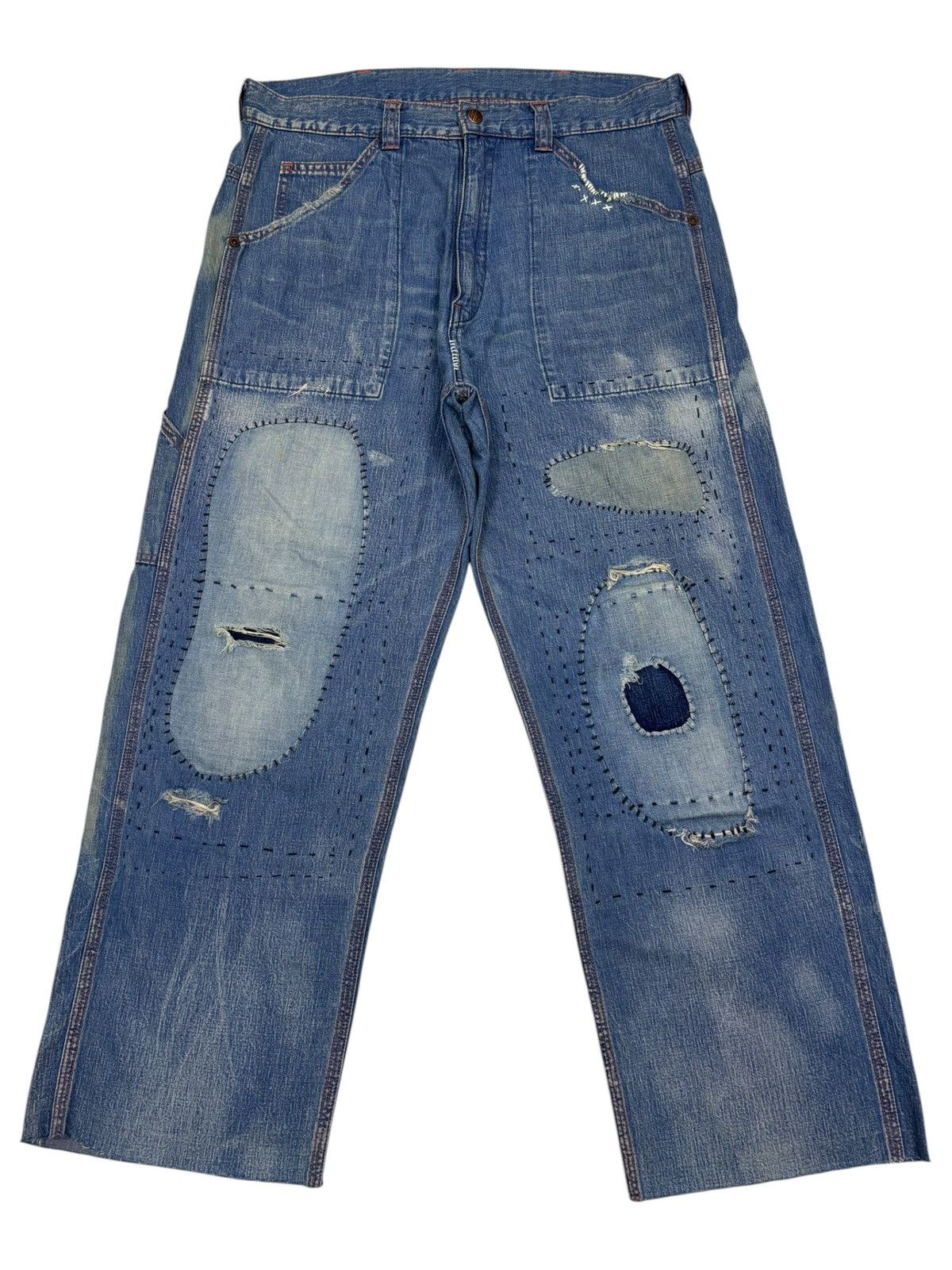 Kapital RARE‼️ BORO SASHIKO PATCHWORK BAGGY JEANS BLUE BLUE JAPAN Size US 34 / EU 50 - 7 Thumbnail