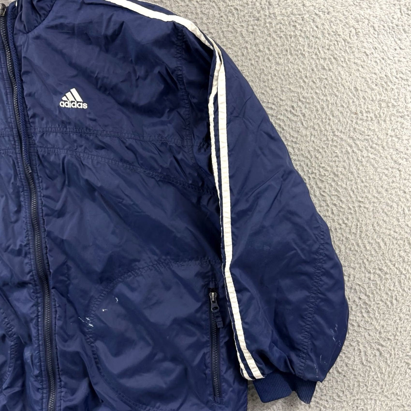 Adidas VINTAGE Adidas Jacket Men XL Blue Reversible Full Zip 90s Sport Hooded Puffer Size US XL / EU 56 / 4 - 5 Thumbnail