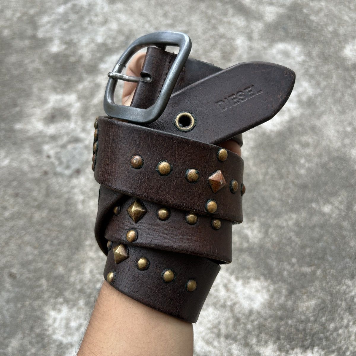 Vintage Diesel Design studded leather belt