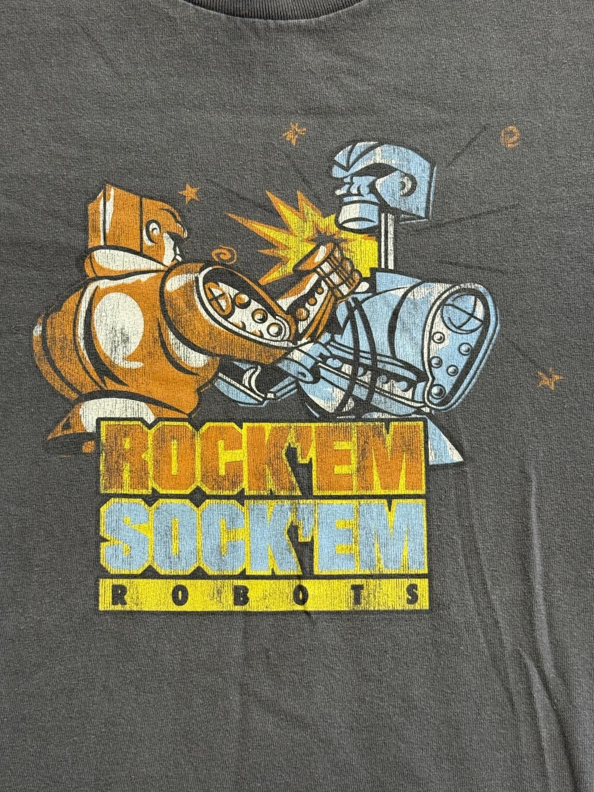 Designer Faded Rock'em Sock'em Robots T-shirt Vintage Tee - M Size US M / EU 48-50 / 2 - 4 Thumbnail